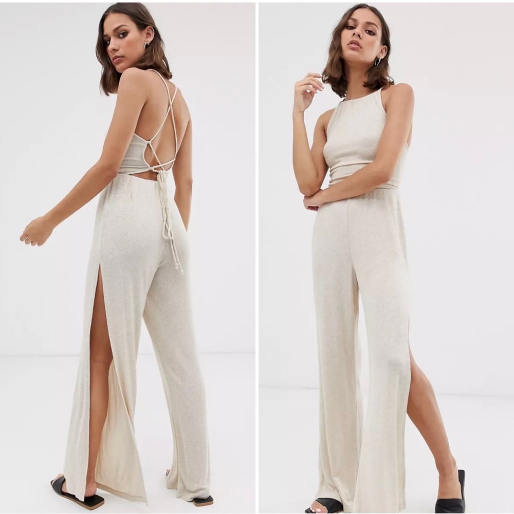~~ SOLD~~ ASOS DESIGN jumpsuit with split leg and rope tie back detail - Picture 1 of 9